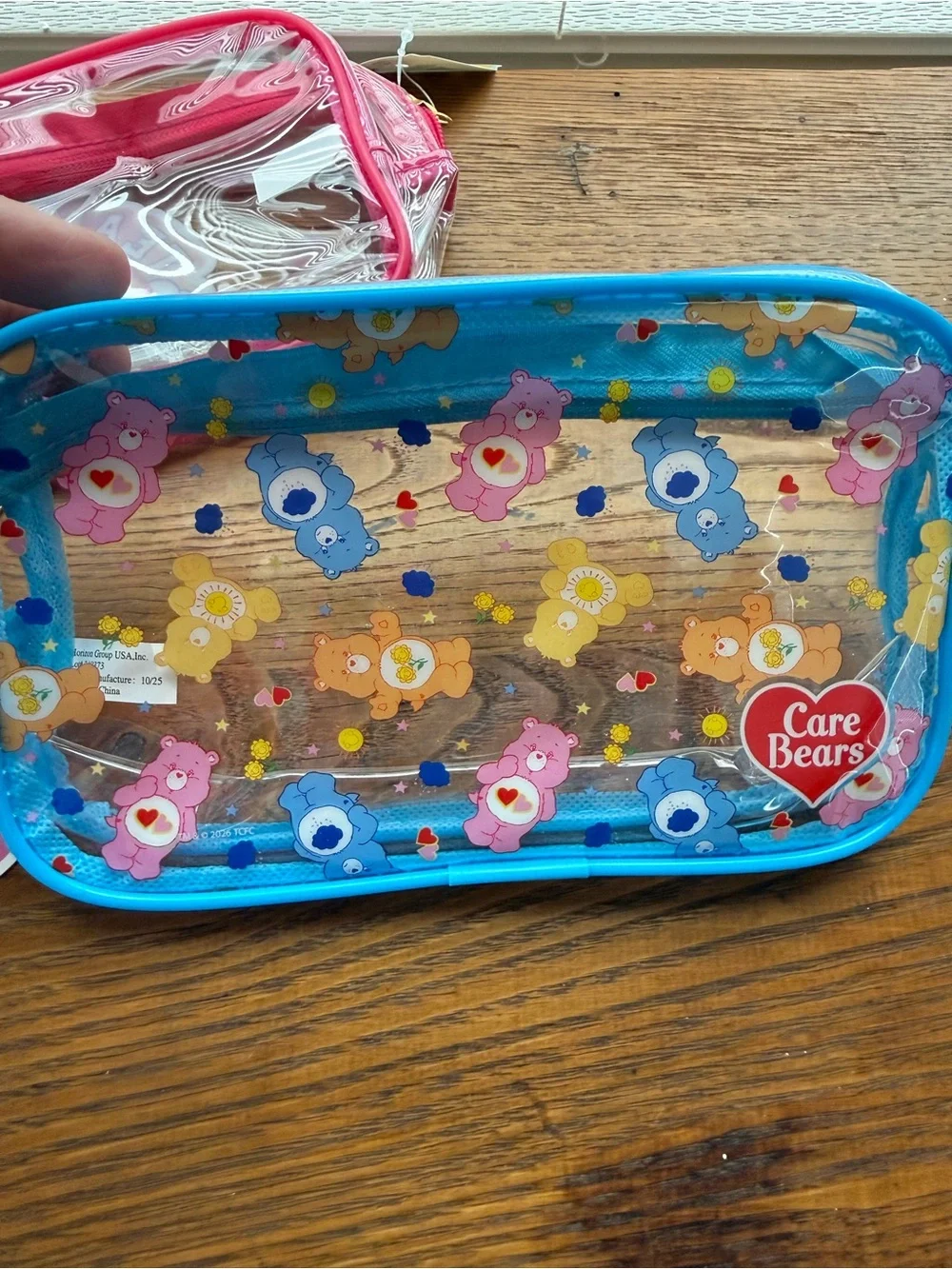Care Bears Clear Pink and Blue Kids Cosmetic/ School Bags Set Set of 4